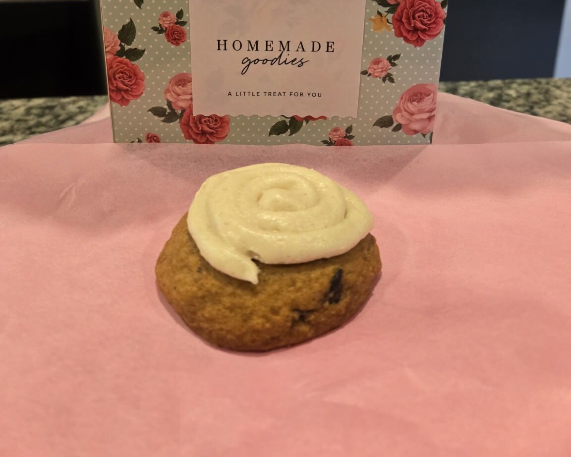 Sweet potato cookie with a cream cheese frosting swirl